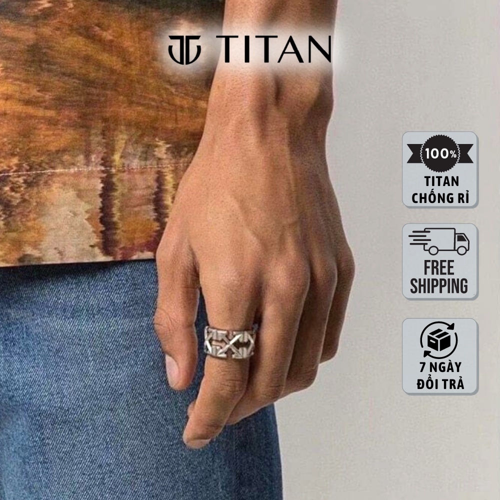 Nhẫn Nam Nữ Off White Thời Trang Freesize, Họa Tiết Mũi Tên HipHop Bụi Bặm Cá Tính, Màu Bạc 925 Ring Unisex TITAN SHOP