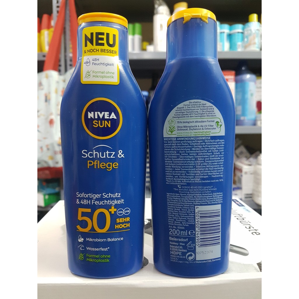 Kem chống nắng NIVEA SUN Schutz & Pflege LSF 50+ 200 ml của Đức