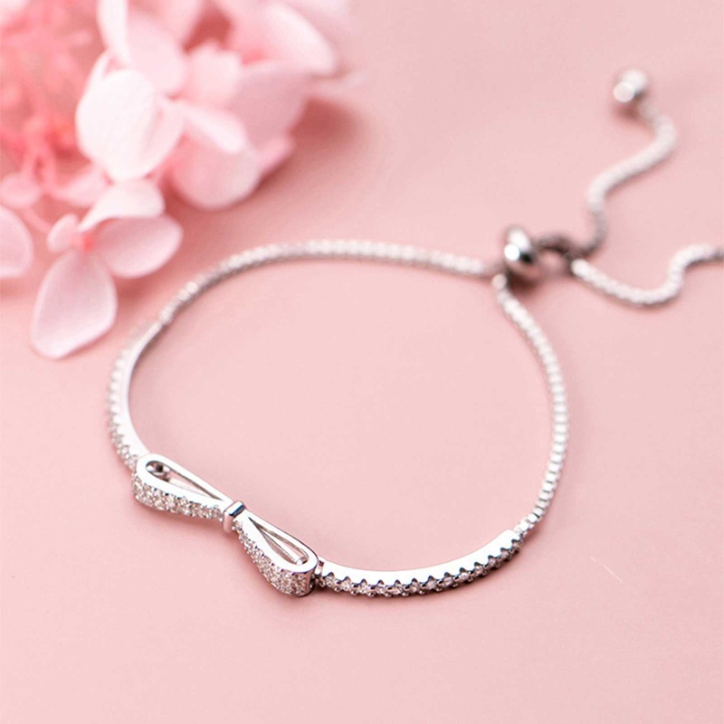 Vòng Tay Mạ Bạc Đính Nơ Thanh Lịch Dùng Làm Quà Tặng Kỷ Niệm
