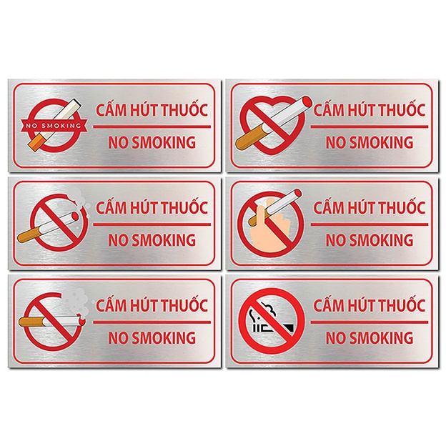 Bảng Cấm thuốc lá, No Smoking, biển cấm hút thuốc, bảng cấm smoking nhiều mẫu in UV trực tiếp