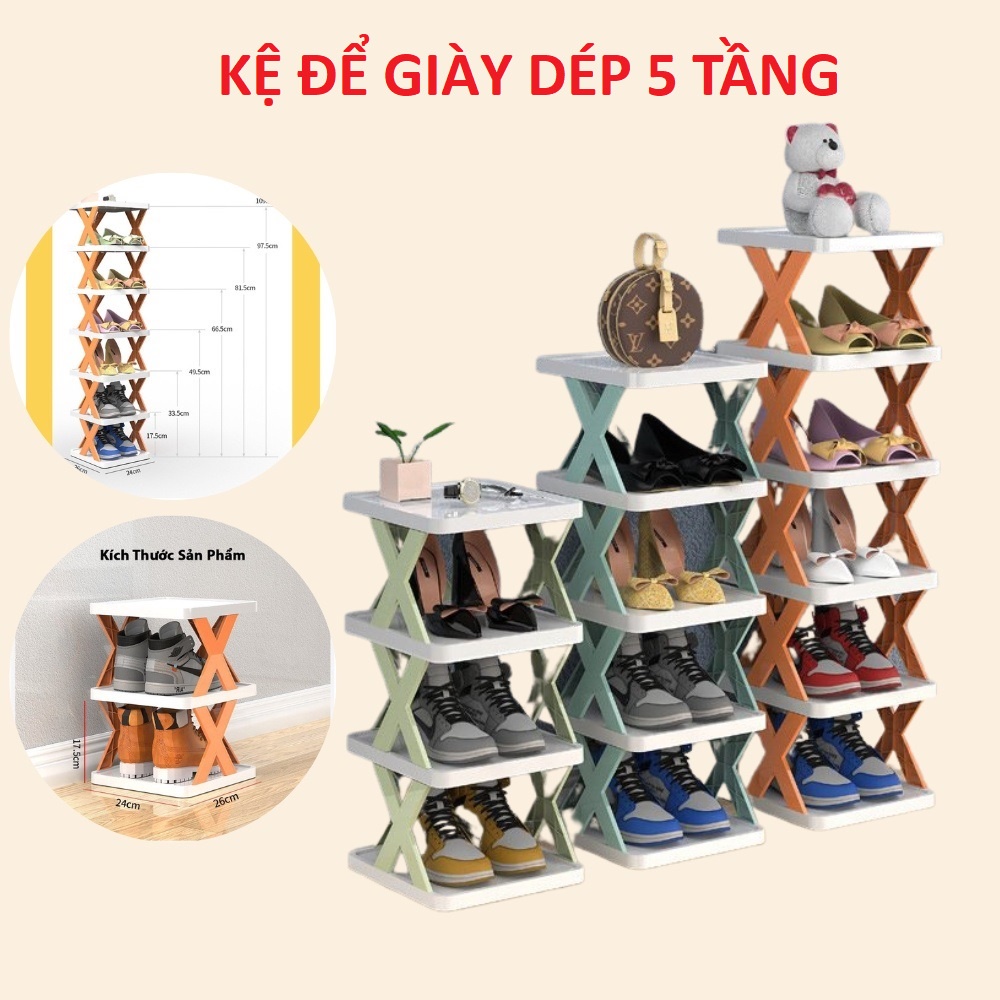 Kệ để giày dép, để đồ đa năng 5 tầng chữ x cao cấp