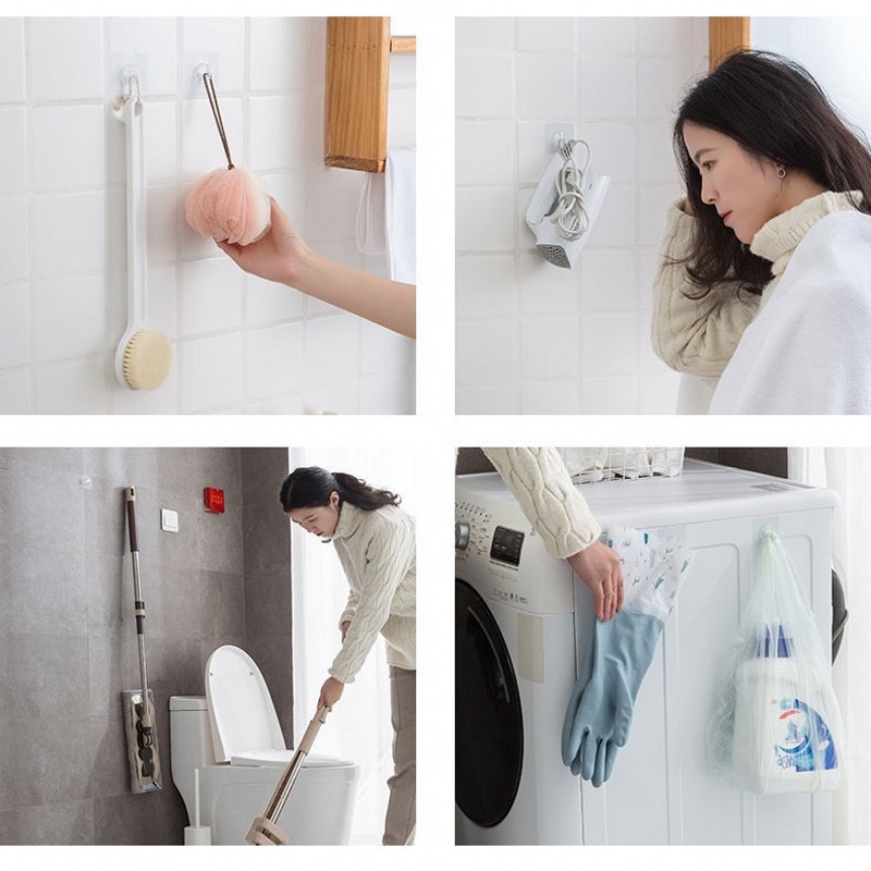 Set 10 Móc Treo Đồ Dán Tường Mặt Nhám Trong Suốt Chịu Lực Tốt Tiện Dụng Giá Đỡ