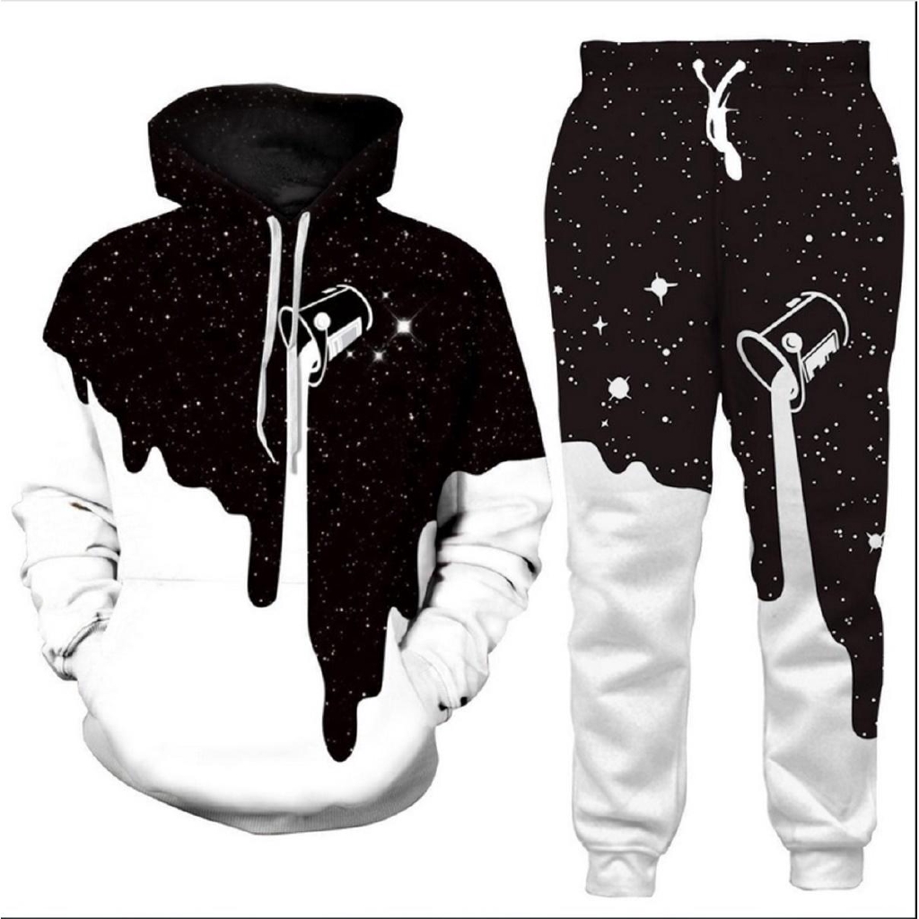 Bộ Áo Hoodie + Quần Jogger In Họa Tiết Galaxy 3d