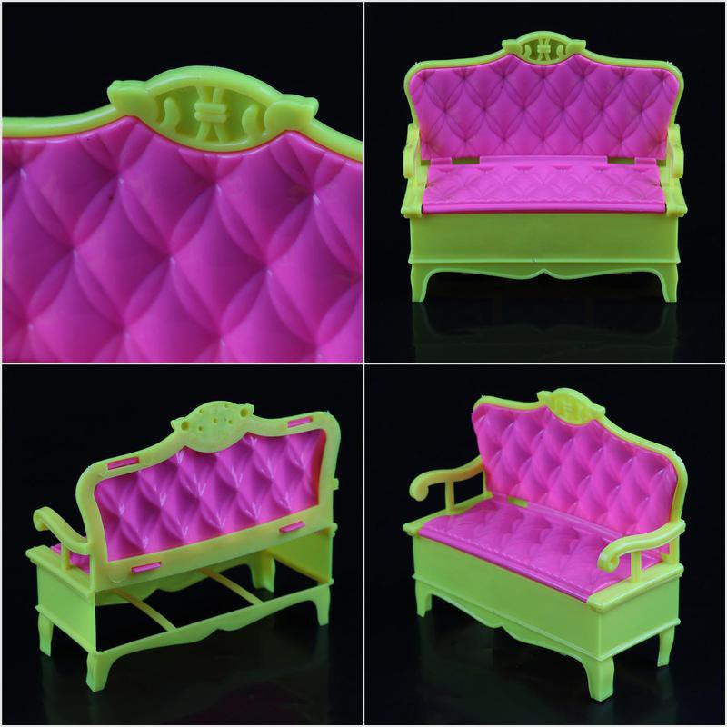 [HoMSI] Mini Dollhouse Furniture Pink Sofa Couch Doll Kids Toys SUU