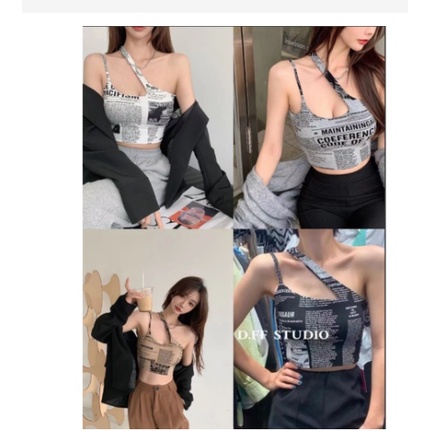 CÁ TÍNH*Áo bra su kiểu dáng Croptop ôm phối dây chéo Fashion #2558