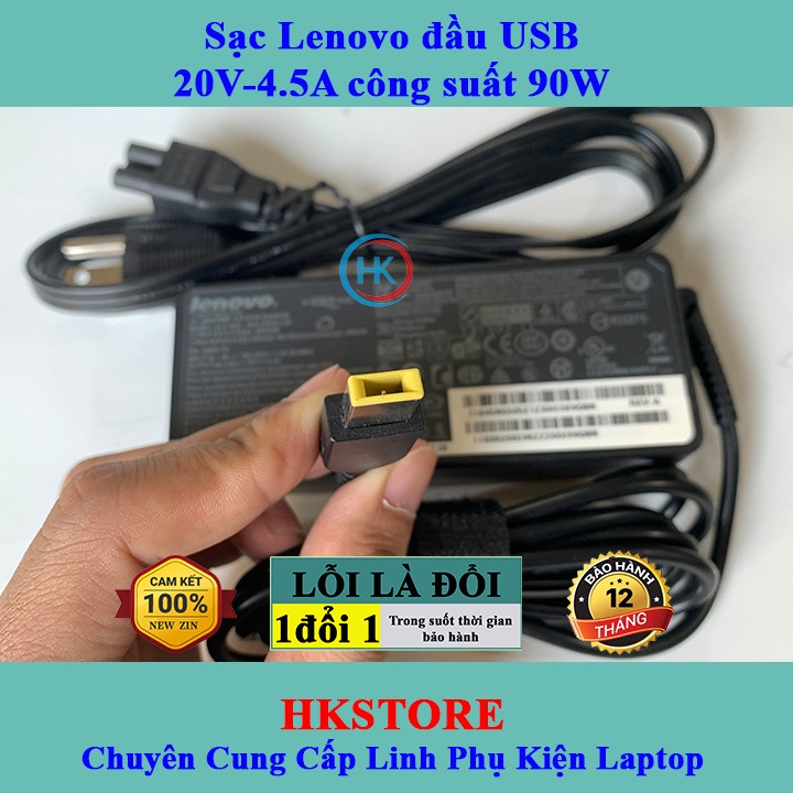 Sạc Laptop Lenovo 20V - 4.5A 90W chân vuông - USB dùng cho Lenovo T440 E531 X240 X230 G500 T540 G400 G500