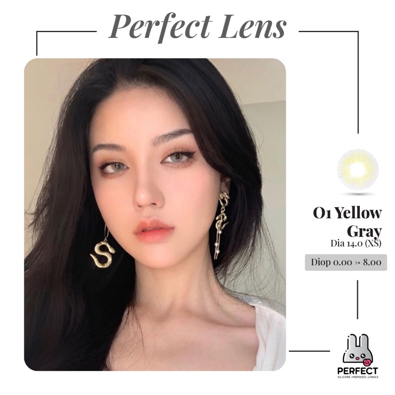 Lens Ảnh Mắt Thật , Kính Áp Tròng O1 YELLOW GRAY Có Độ Cận và Không Độ , DIA 14.0 XS , Cho Mắt Nhạy Cảm Giá Sale