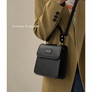 Túi đeo chéo nữ da trơn dáng hộp phong cách retro Alice Housee, túi đeo vai vintage dày bền