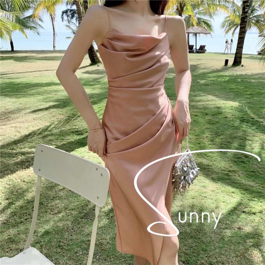Đầm dự tiệc bigsize SUNNY hai dây chất lụa tơ tằm sang trọng