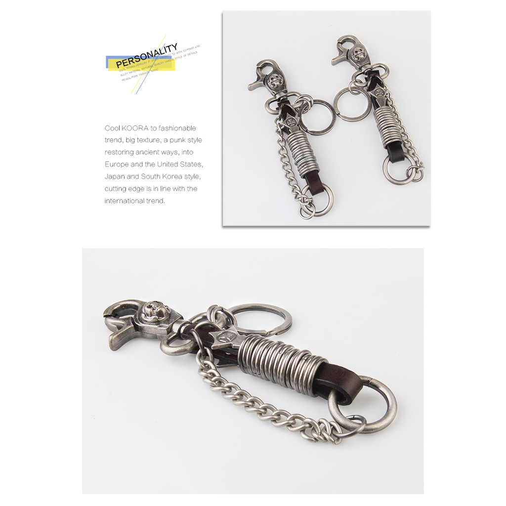 Móc khóa Eo Retro phong cách rock từ hợp kim móc chìa khóa cổ điển phương Tây cao cấp Skull Keychain Phặn Phặn