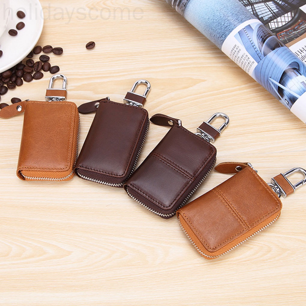 Bao da đựng chìa khóa xe ô tô có khóa kéo cỡ 13x5.4x2.4cm tiện dụng