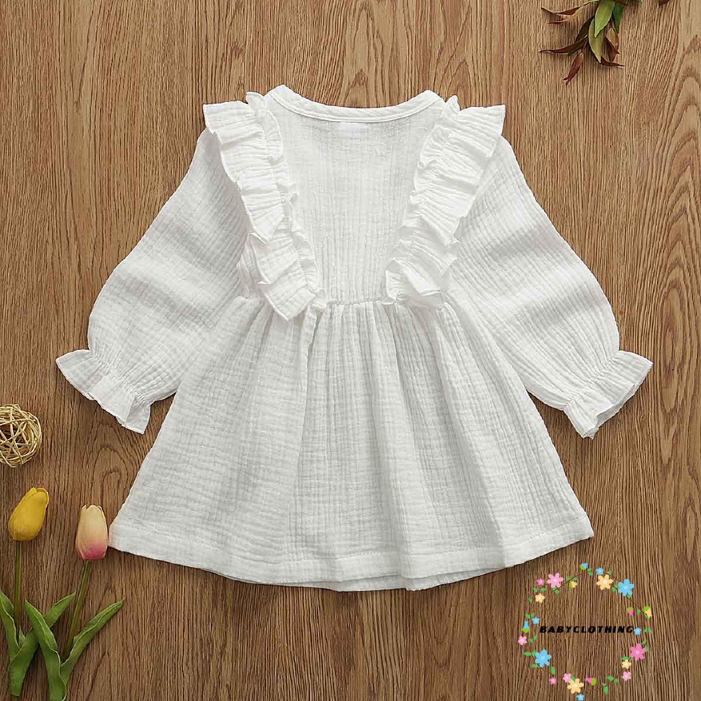 Set đầm cotton lanh + quần sọt màu trơn thời trang cho bé gái