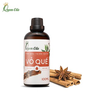Tinh dầu xông Vỏ Quế Queen Oils Cao Cấp, 100% Thiên Nhiên, khử mùi hôi, giữ ấm cơ thể, giúp thư giãn, chai 50ml