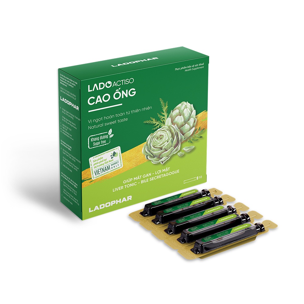 Cao ống Lado Actiso / Atiso Ladophar  giúp thanh nhiệt, mát gan, giải độc - Hộp 10 ống 10ml