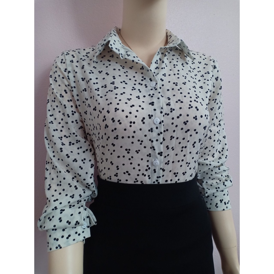 Áo sơ mi nữ lụa bóng họa tiết A 4113 đủ size 40-90kg ( ảnh thật)