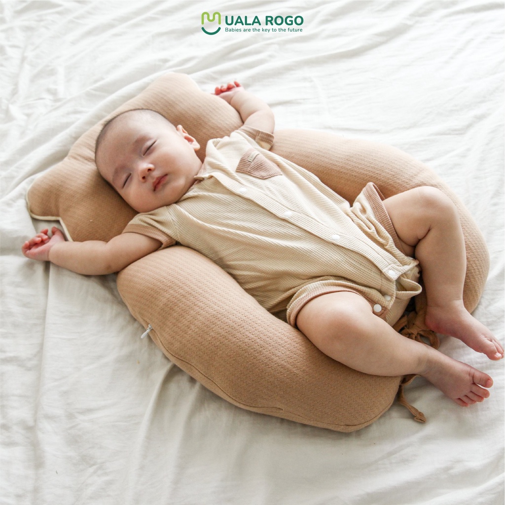 Gối gấu đa năng Minni cao cấp giúp bé không bị giật mình khi ngủ, định hình tư thế ngủ, chống bẹp đầu, bảo vệ cột sống l