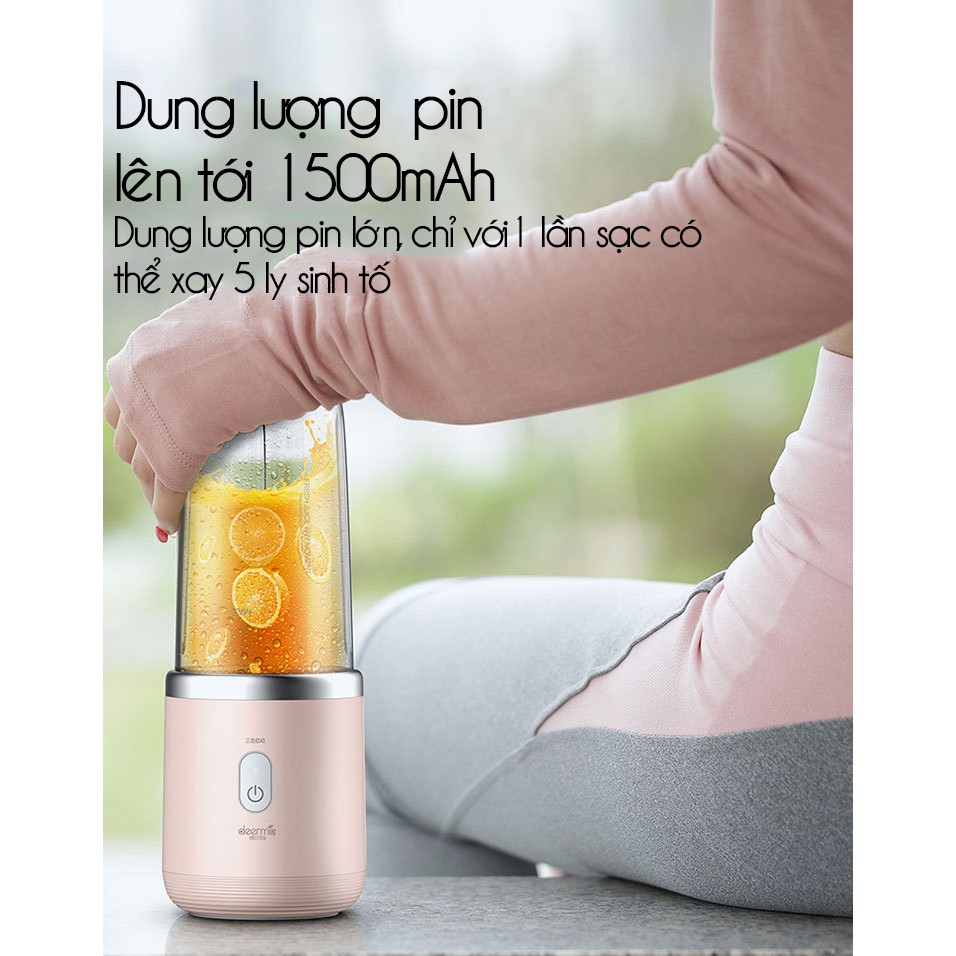 Máy xay sinh tố mini cầm tay  Deerma 2 lưỡi mạnh mẽ nhỏ gọn, tiện lợi, công suất cao, sạc USB mọi lúc mọi nơi