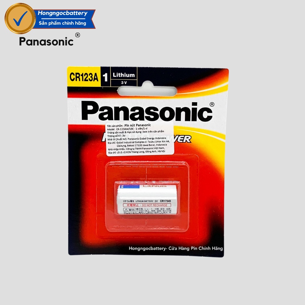 Vỉ 1 Viên Pin CR123A Panasonic Lithium 3V Hàng chính hãng