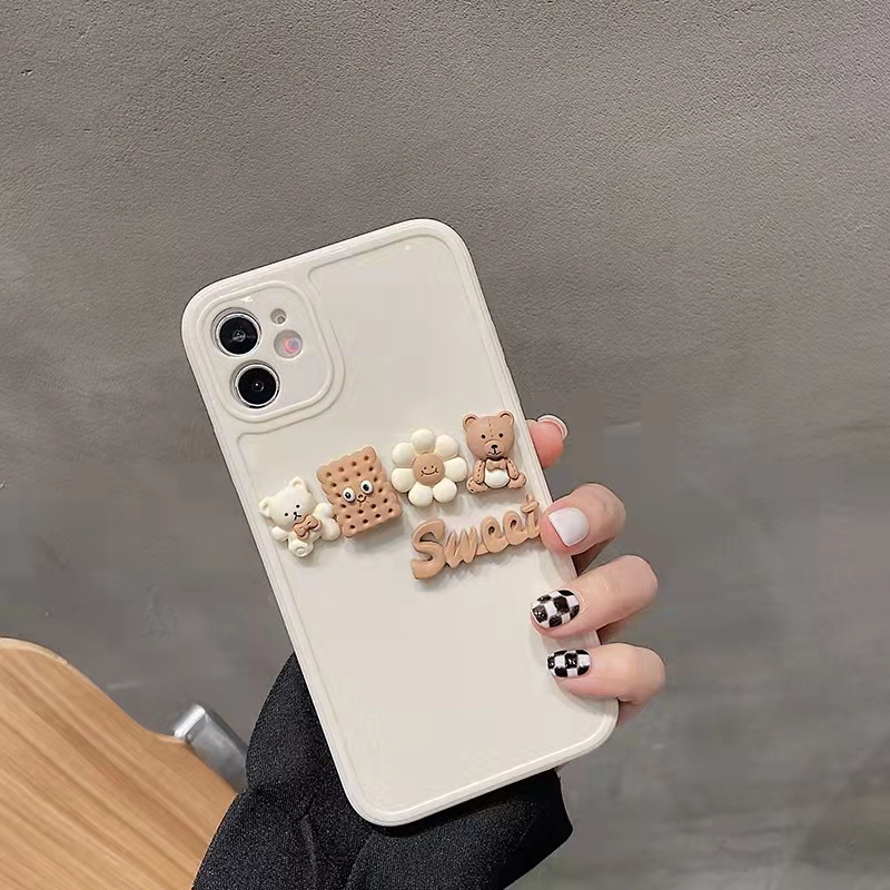 Ốp Điện Thoại Dẻo Họa Tiết Gấu &amp; Bánh Quy Dễ Thương Cho Iphone 12 pro max 11 pro max xs max xr x 7plus