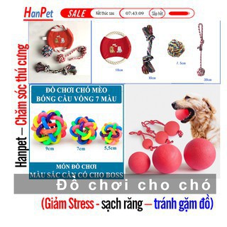 Hanpet.GV- (Nhiều loại) Banh cho chó (Bóng tết thừng, banh 7 sắc, bóng tập cắn) đồ chơi chó mèo banh chó nhai sạch răng