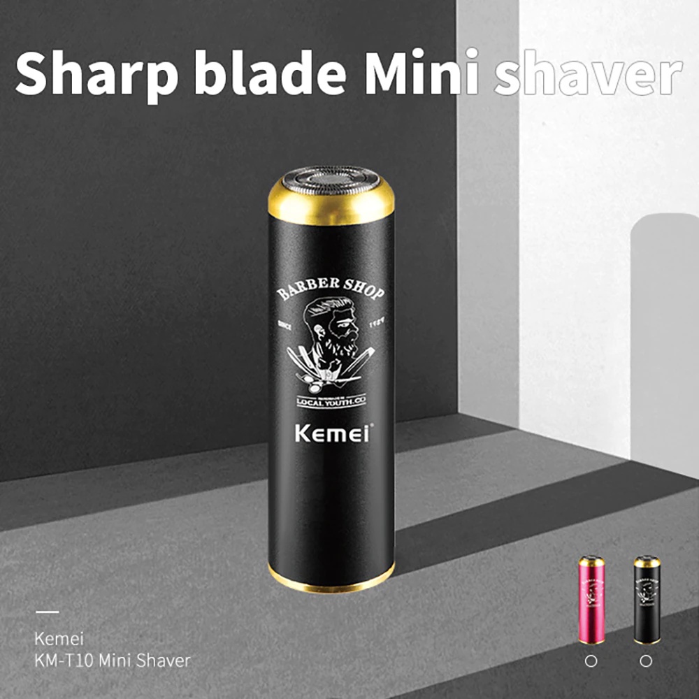 Máy cạo râu sạc pin mini chống nước Kemei KM T10, nhỏ gọn tiện lợi mang đi du lịch