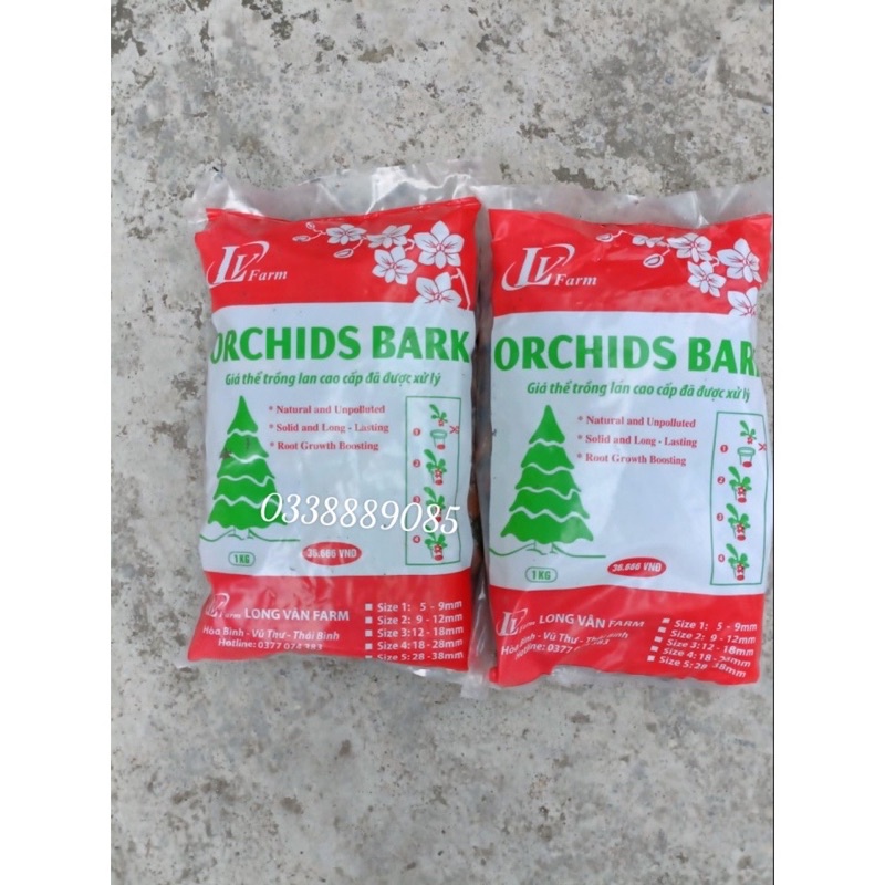 Vỏ Thông Mài Cạnh ORCHIDS BARK 1kg _ LONG VÂN FARM_ giá thể trồng lan
