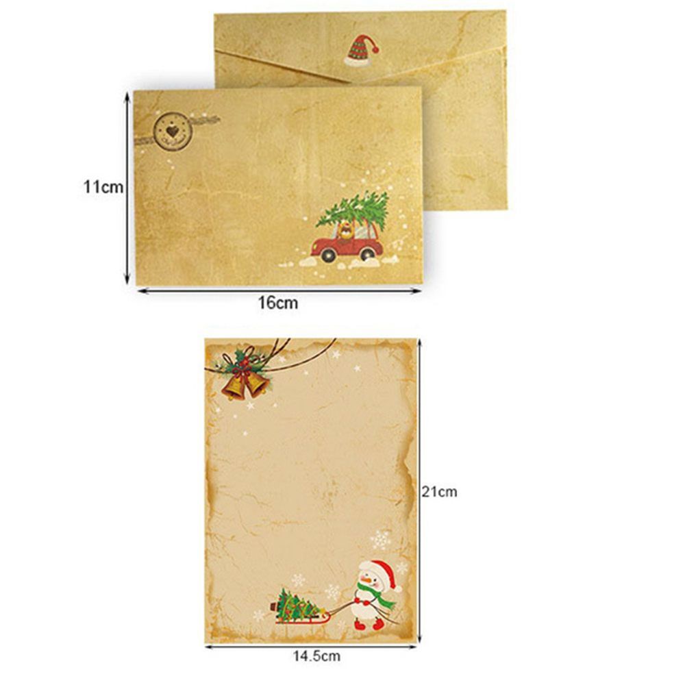 Set 6 tấm thiệp giáng sinh bằng giấy kraft hình người tuyết/ông già noel/ chữ phong cách vintage DIY