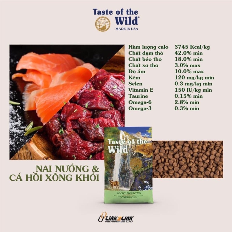 Thức ăn hạt cho mèo Taste of the Wild Rocky Mountain Grain-Free chiết 500gr