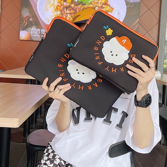 Túi Đựng Laptop Thêu Họa Tiết Hoạt Hình Phong Cách Hàn Quốc