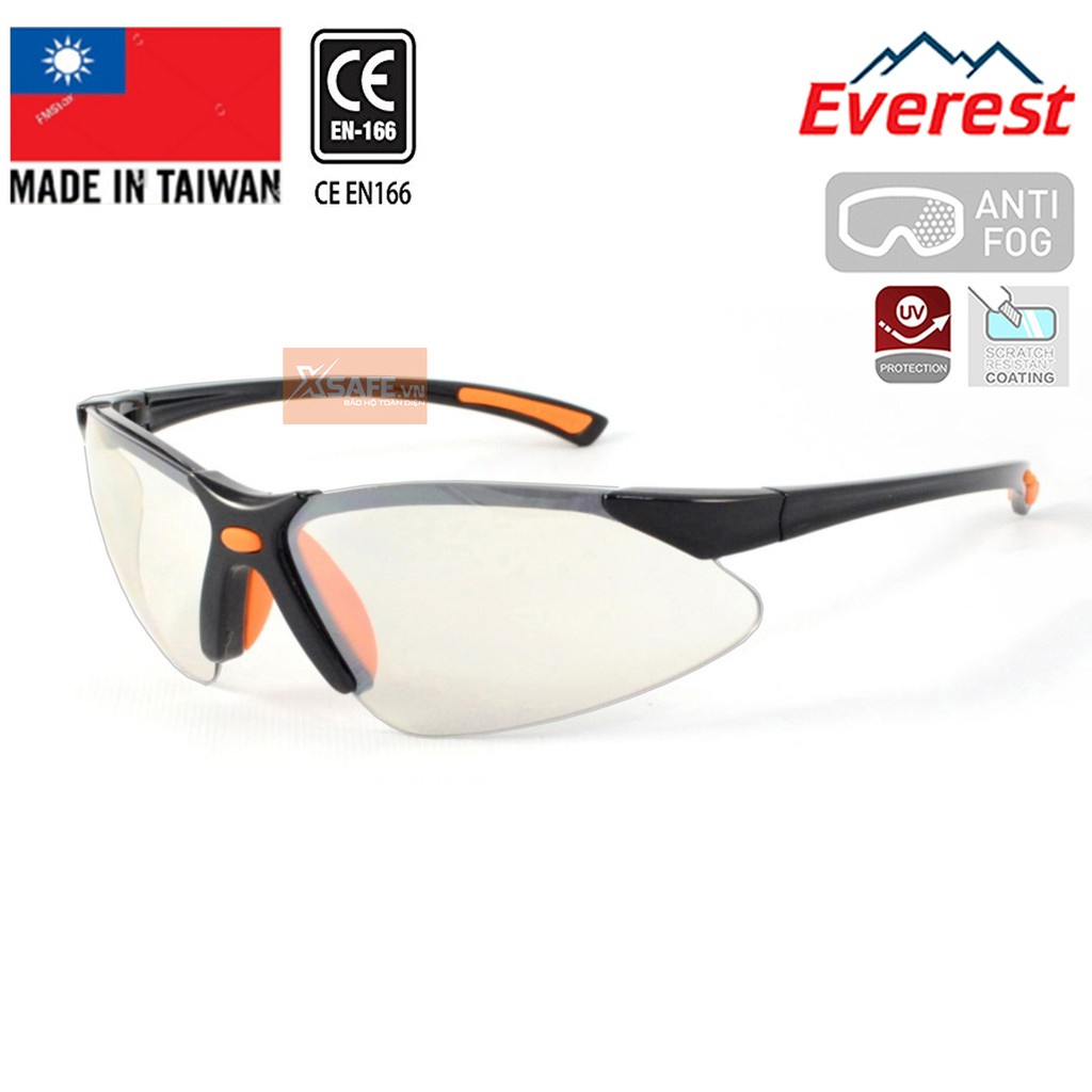 Kính bảo hộ Everest EV303 Kính chống bụi, tia UV, chống trầy xước, chống đọng sương, dùng trong lao động, đi xe máy