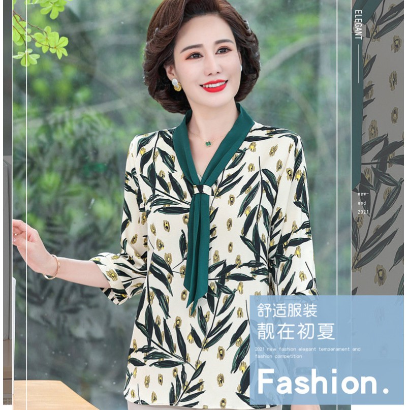 Bộ quần áo họa tiết hoa lá cho người trung niên