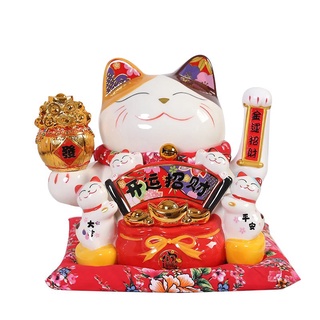 [Big Sale] Mèo Thần Tài Sứ , Mèo May Mắn Maneki Neko 26cm . Vẩy Tay Gọi Khách BÁT PHƯƠNG KHAI TÀI