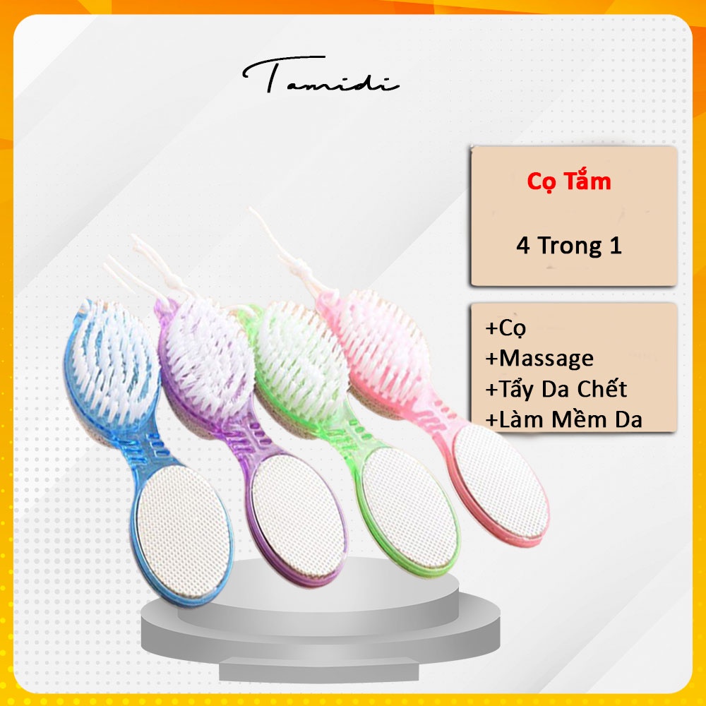 Cọ Tắm,Massage, Đá Biển Chà Gót Chân Tẩy Tế Bào Chết 4 In 1. Dây chà lưng, dây tắm nhiều màu TaMidi