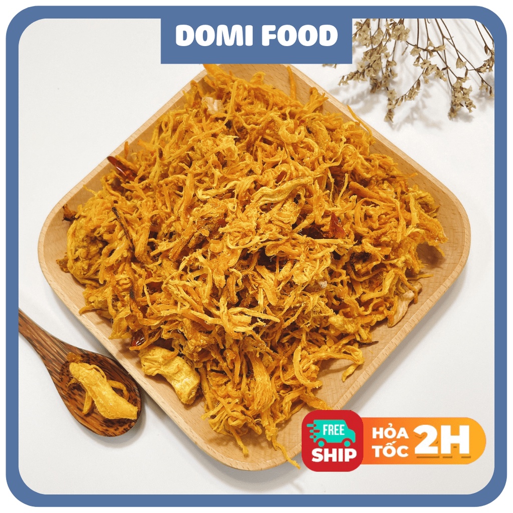 Khô gà bơ tỏi cay, khô gà nhà làm 300g DOMIFOOD đồ ăn vặt Việt Nam