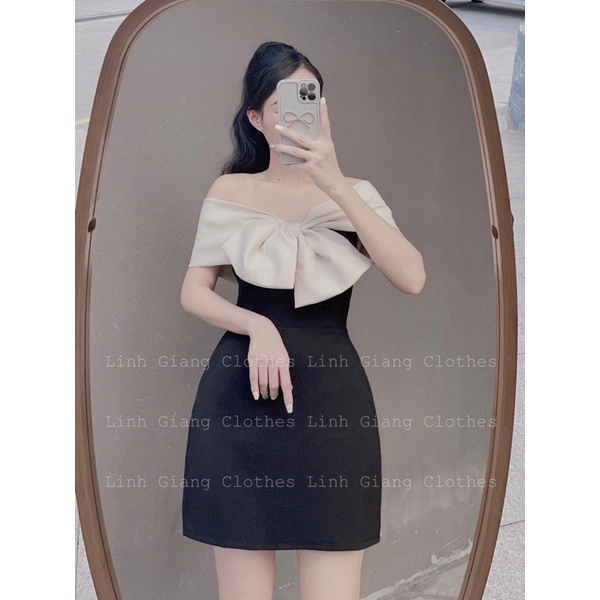 ảnh thật  VÁY ĐEN NƠ BE TÁC TA KÈM CÚP LÓT
