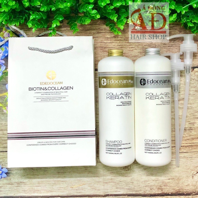 [Chính hãng] [1000MLX2] Bộ dầu gội xả Edocean Collagen Keratin siêu mượt phục hồi chông gãy rụng 1000ml