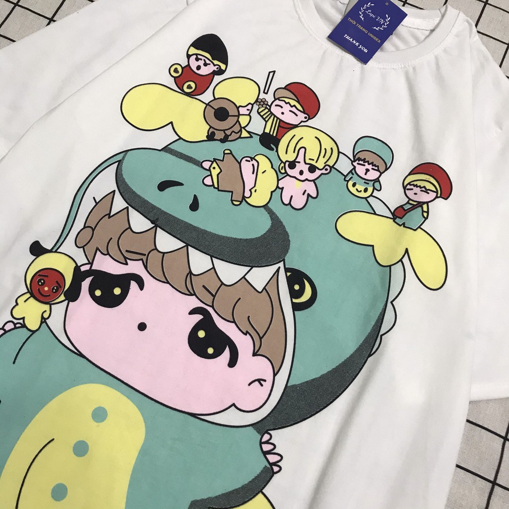 Đồ Bộ Hoạt Hình Unisex Tiểu Khủng Long Anime Tay Lỡ Lapi VN, Set Cartoon, Freesize, Thun Cotton, Nam Nữ Đều Mặc Được