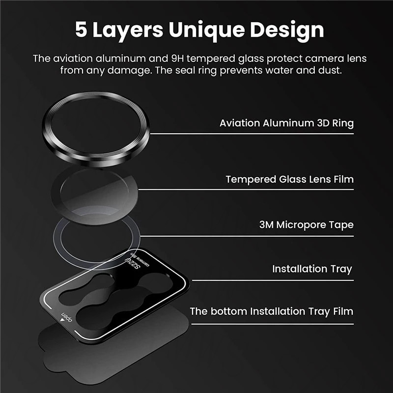 Set 5 Miếng Dán Cường Lực Bảo Vệ Ống Kính Camera Dạ Quang Cho Samsung Galaxy S23 S22 Ultra S22 Ultra1
