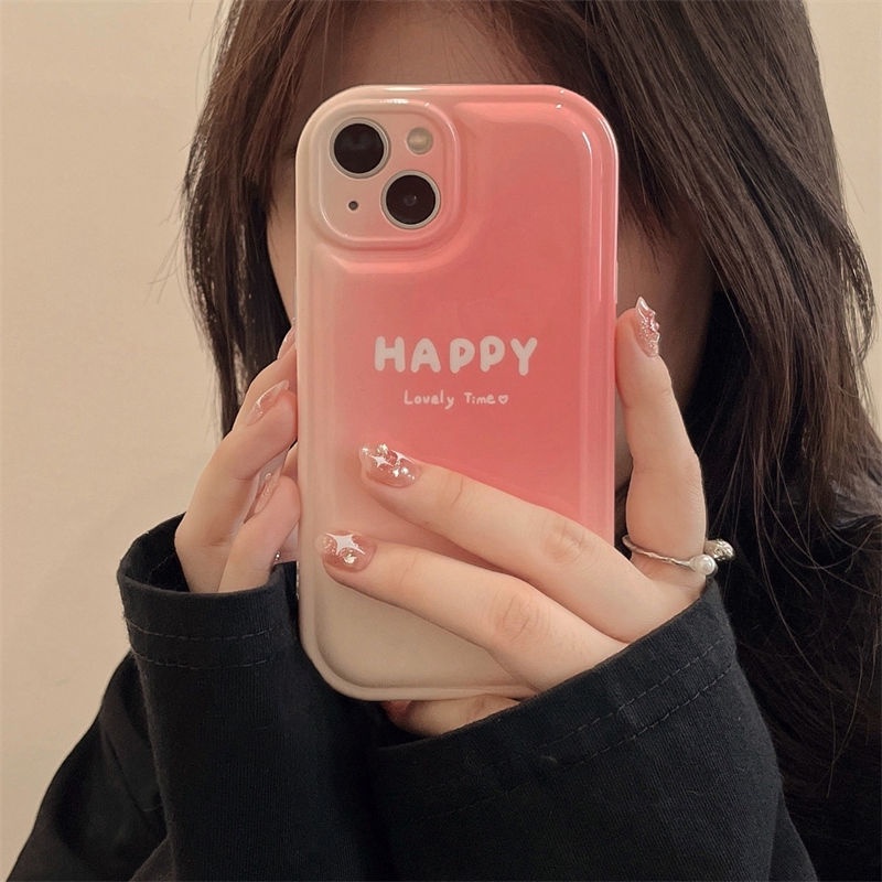 Ốp Điện Thoại Màu Hồng Gradient Họa Tiết Trái Tim Cho iPhone 12 13 11 Pro Max X Xs Max Xr