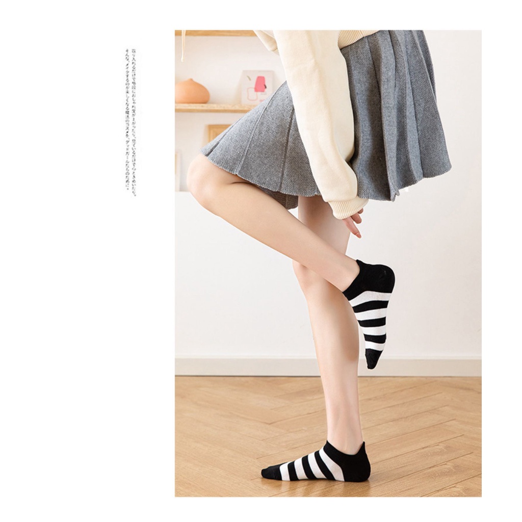 Set 5 Đôi Tất Vớ Cổ Ngắn Nữ Bò Sữa Cute Dễ Thương Phong Cách Nhật Bản T05 JOLY