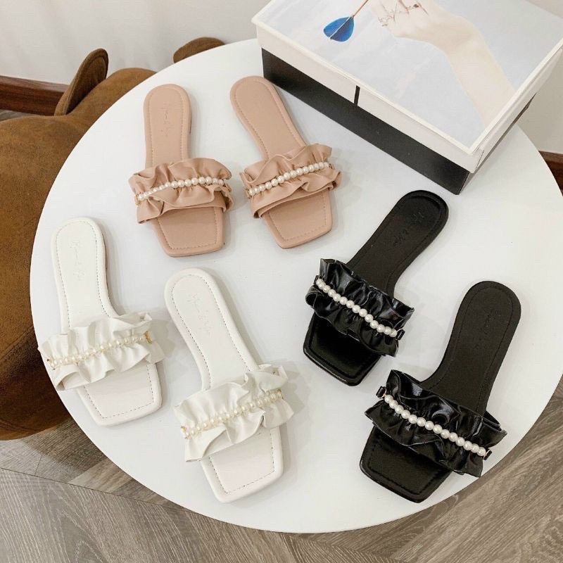 MÃ SẢN PHẨM : Dép nữ quai ngang bèo nhún đính ngọc đẹp hot LƯU Ý: Sản phẩm bán tại SHOP_GIAYDEP89 là loại bèo nhún nhi