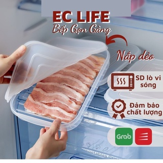 Hộp Nhựa Đựng Thực Phẩm Bảo Quản Trong Tủ Lạnh Hộp Dẹp Trong Suốt Nắp Dẻo Kín Hơi Kháng Khuẩn 0513