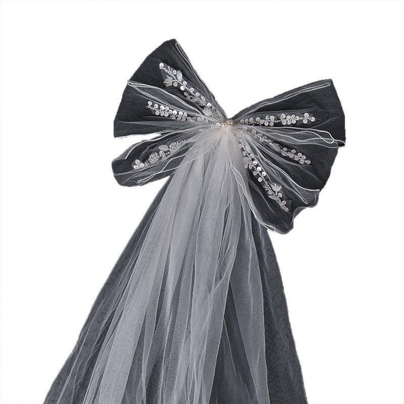 Mạng Che Mặt Bằng Vải Tuyn Đính Ngọc Trai Cho Cô Dâu