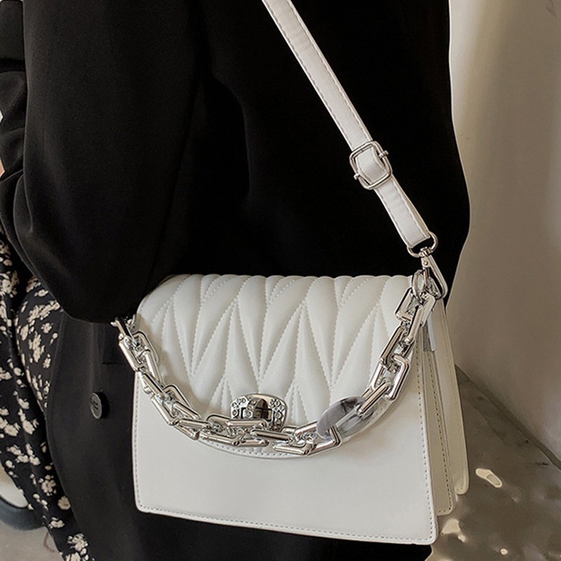 Túi Đeo Vai Hình Vuông Cỡ Nhỏ Màu Trơn Thêu Họa Tiết Thời Trang Cho Nữ