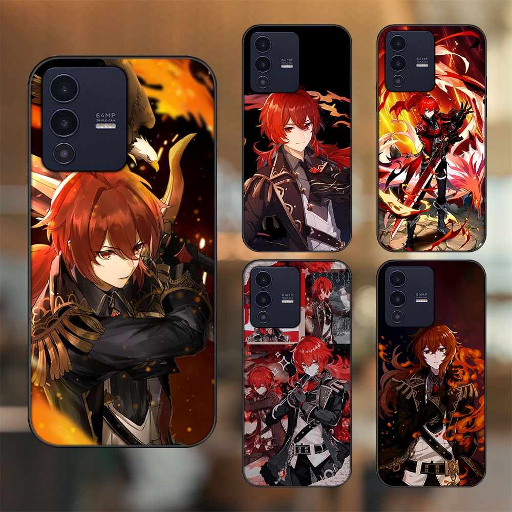 Ốp lưng Vivo V23 5G viền đen in hình Diluc Genshin Impact