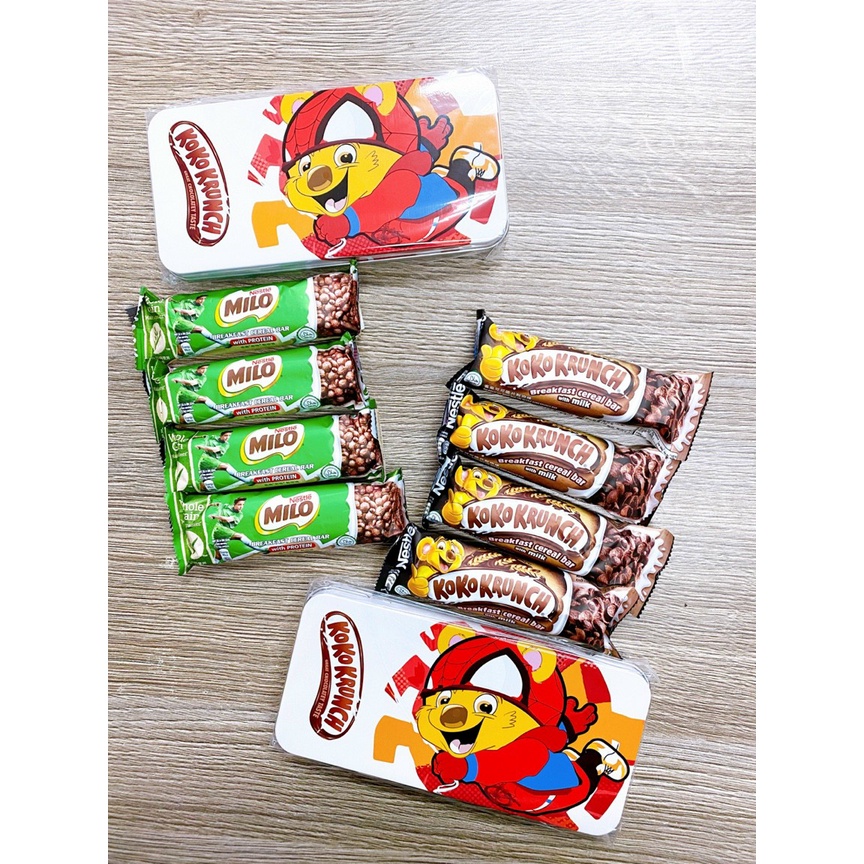 Hộp 4 thannh ngũ cốc Nestle Koko Krunch/ ngũ cốc Nestle Milo bar ( tặng hộp đựng bút  siêu cool cho bé)