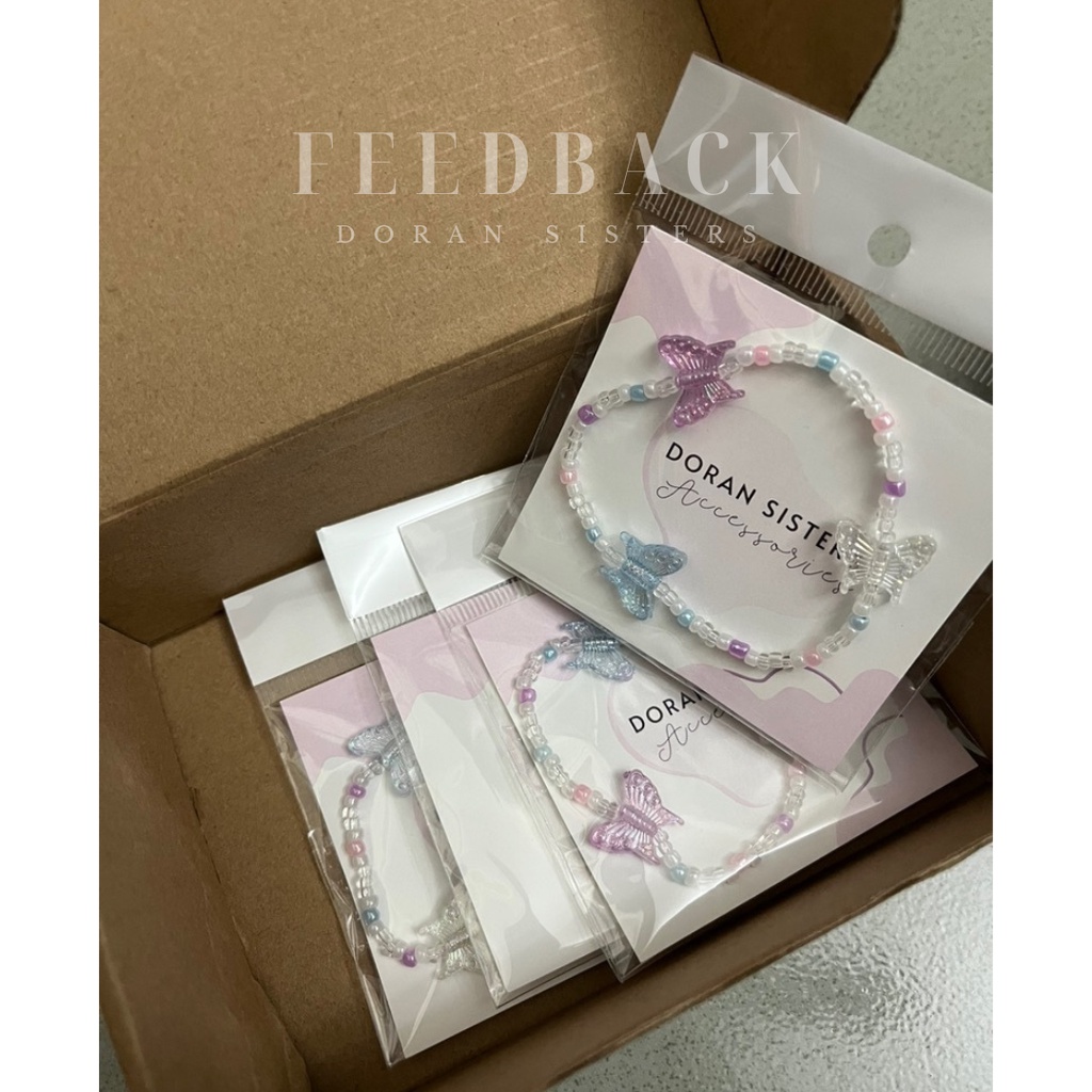 |#BB02| Vòng tay hạt cườm mặt cánh bướm hologram pastel phong cách Hàn Quốc | WeMade Accessories