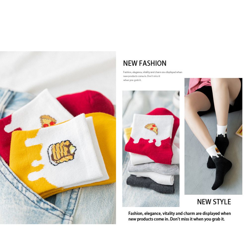 Đôi tất cotton dài in họa tiết hoạt hình nhiều màu sắc phong cách Hàn Quốc