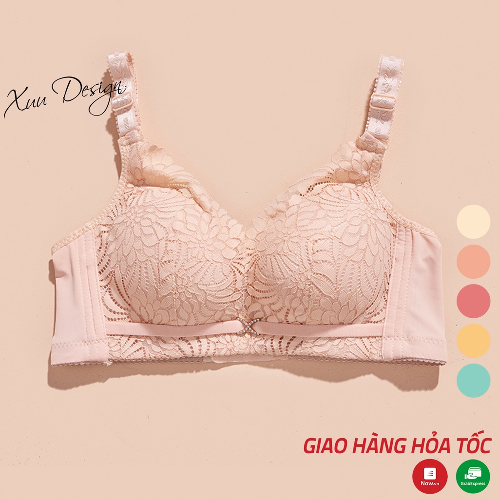Áo ngực nữ không gọng phối ren mềm mại XUU, dây áo bản to ôm và định hình ngực - AV35