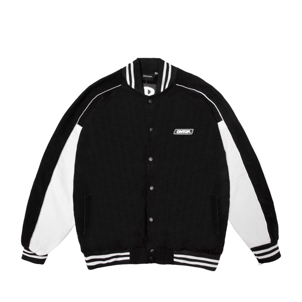 Áo khoác bóng chày nam vải nhung đũa màu đen local brand ONTOP - Corduroy Baseball Jacket